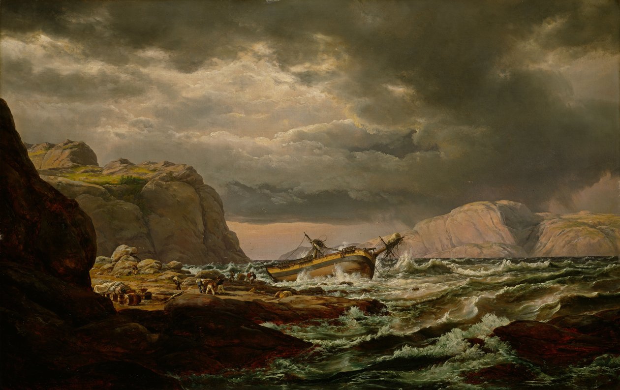 Naufrágio na costa da Noruega de Johan Christian Dahl