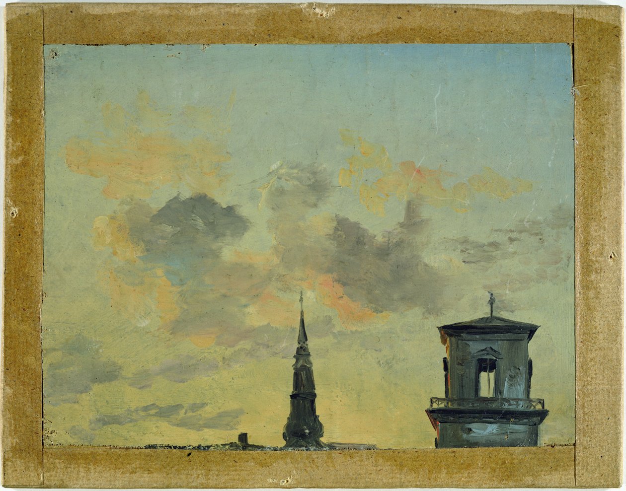 Duas torres em Copenhague contra o céu da noite de Johan Christian Dahl