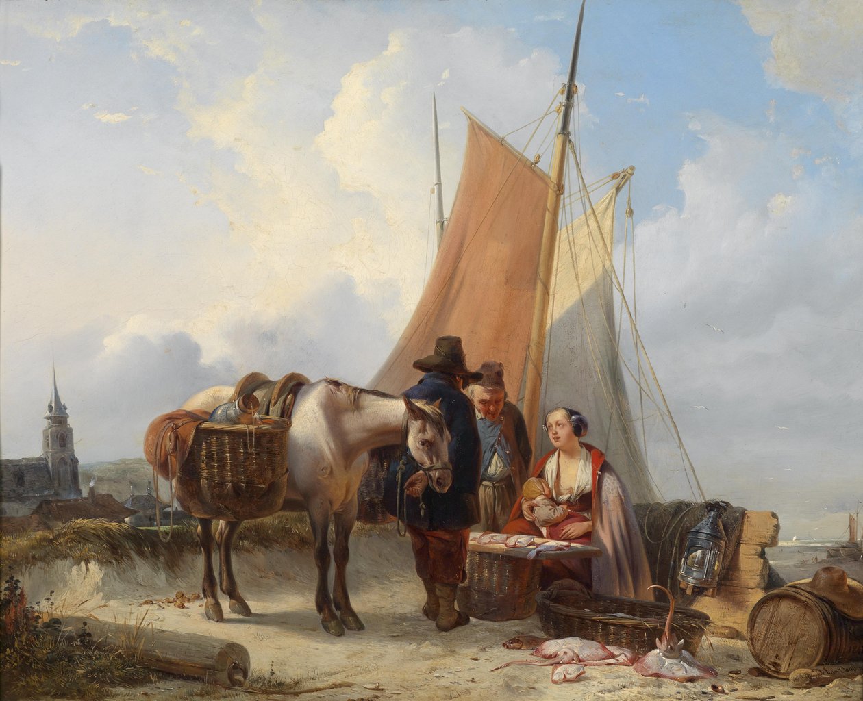 Pescador na praia de Scheveningen de Johan Janssens