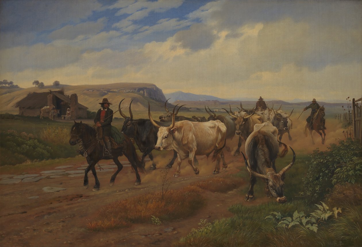 Uma manada de bois na campagna romana de Johan Thomas Lundbye