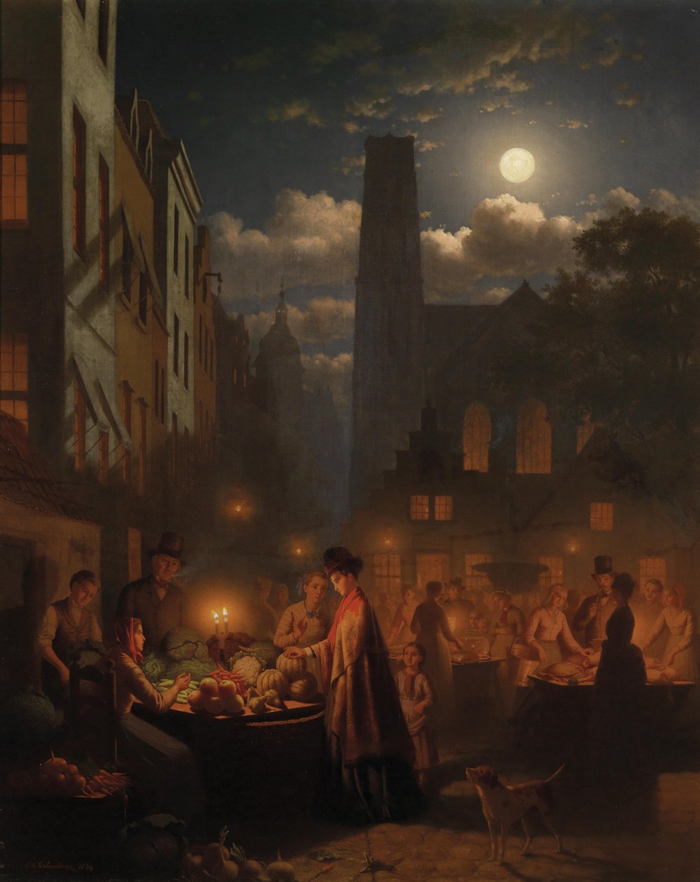 Mercado de vegetais noturno de Johann Mongels Culverhouse