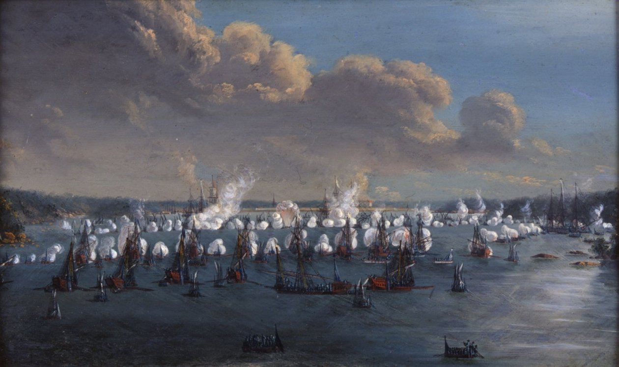 Batalha em Fredrickshamn 15 de maio de 1790 de Johan Tietrich Schoultz