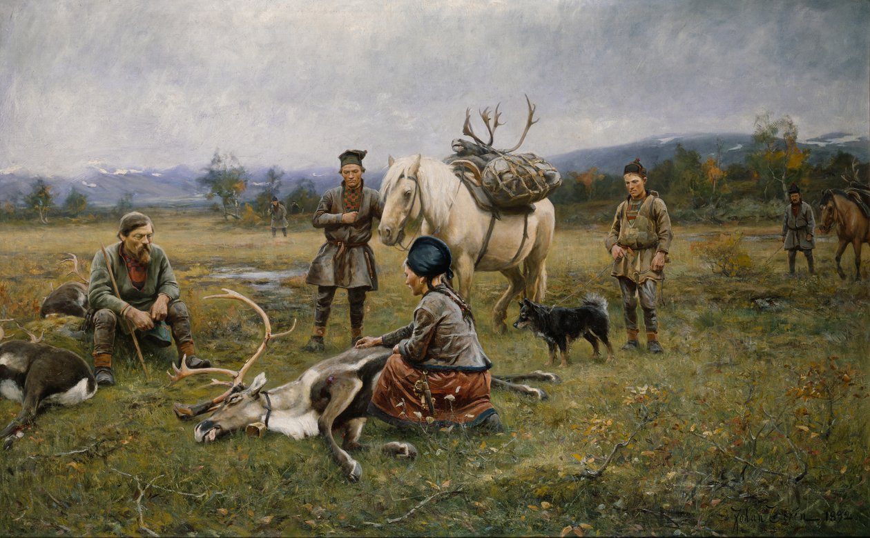 Lapônia Coletando Renas, 1892 de Johan Tiren