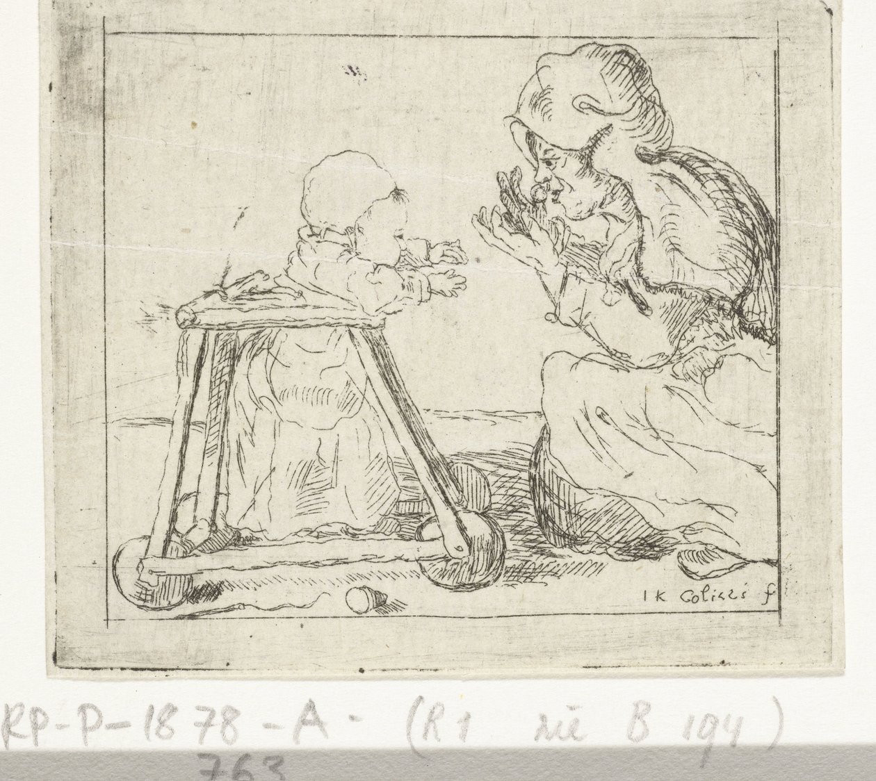Mulher com criança no andador de Johan Antoni Kauclitz Colizzi