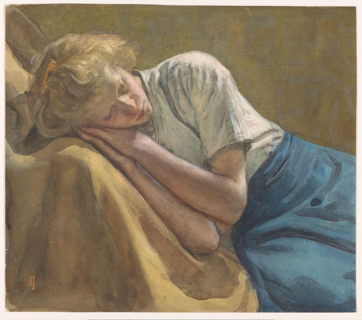 garota descansando de Johan Antonie de Jonge (signed by artist)