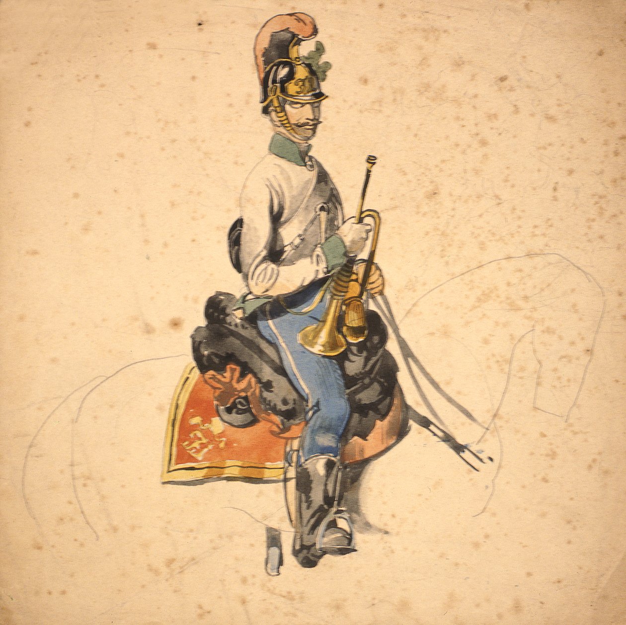 Um policial do 5º regimento de dragões, o príncipe Eugênio de Saboia 1840-50 de Johan Baptiste Heinefetter