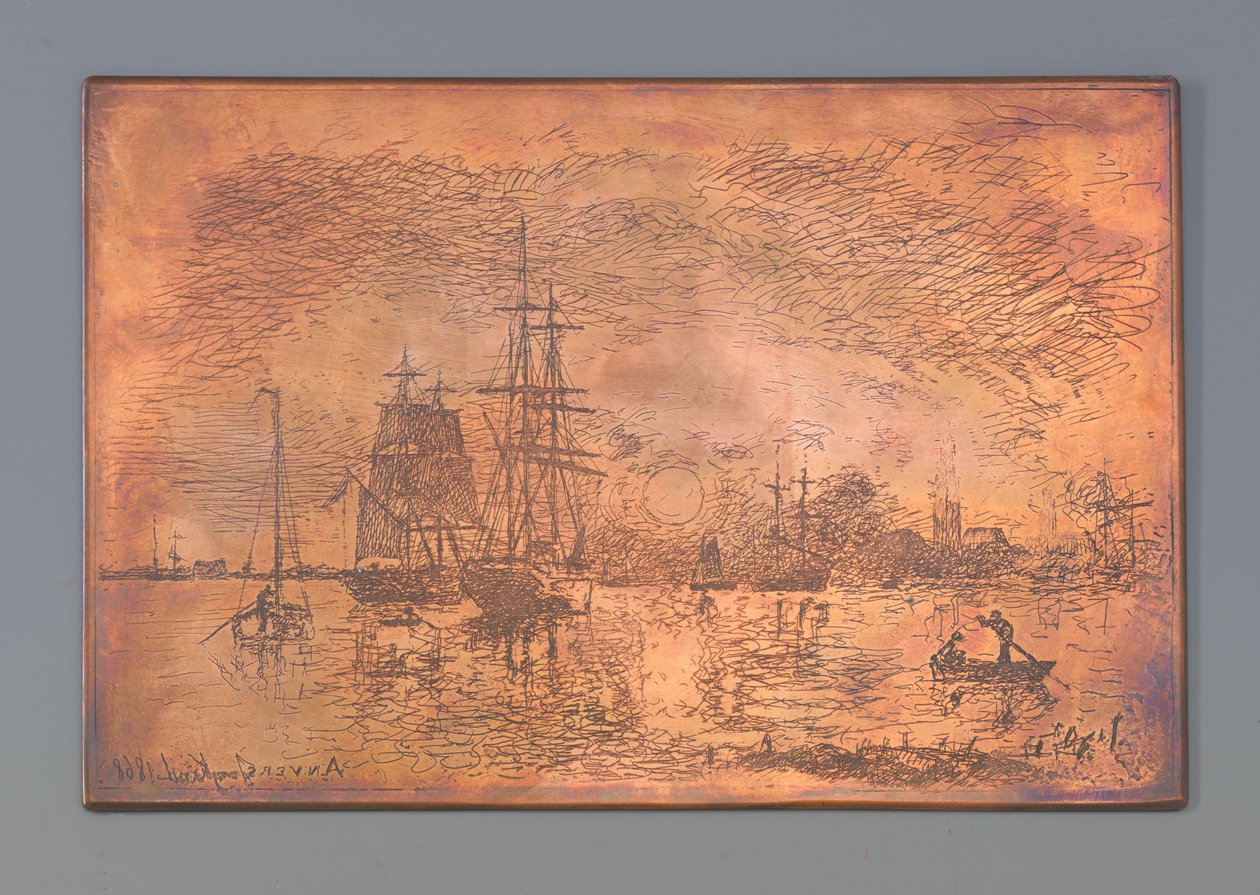 Porto de Antuérpia de Johan Barthold Jongkind (signed by artist)