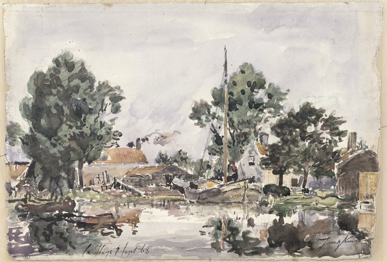 Um canal em Haia, 1868 de Johan Barthold Jongkind