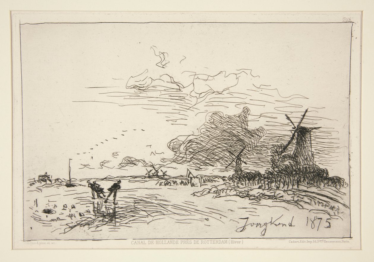 Canal de Hollande, pr?s de Rotterdam (Hiver) [Holland Canal, perto de Rotterdam (Inverno)] de Johan Barthold Jongkind