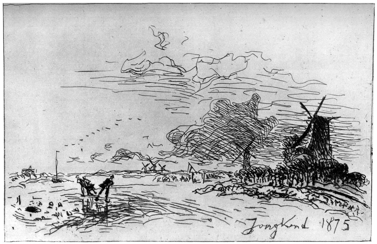 Canal pres Rotterdam, Canal Near Rotterdam c1830-1890 1924 de Johan Barthold Jongkind