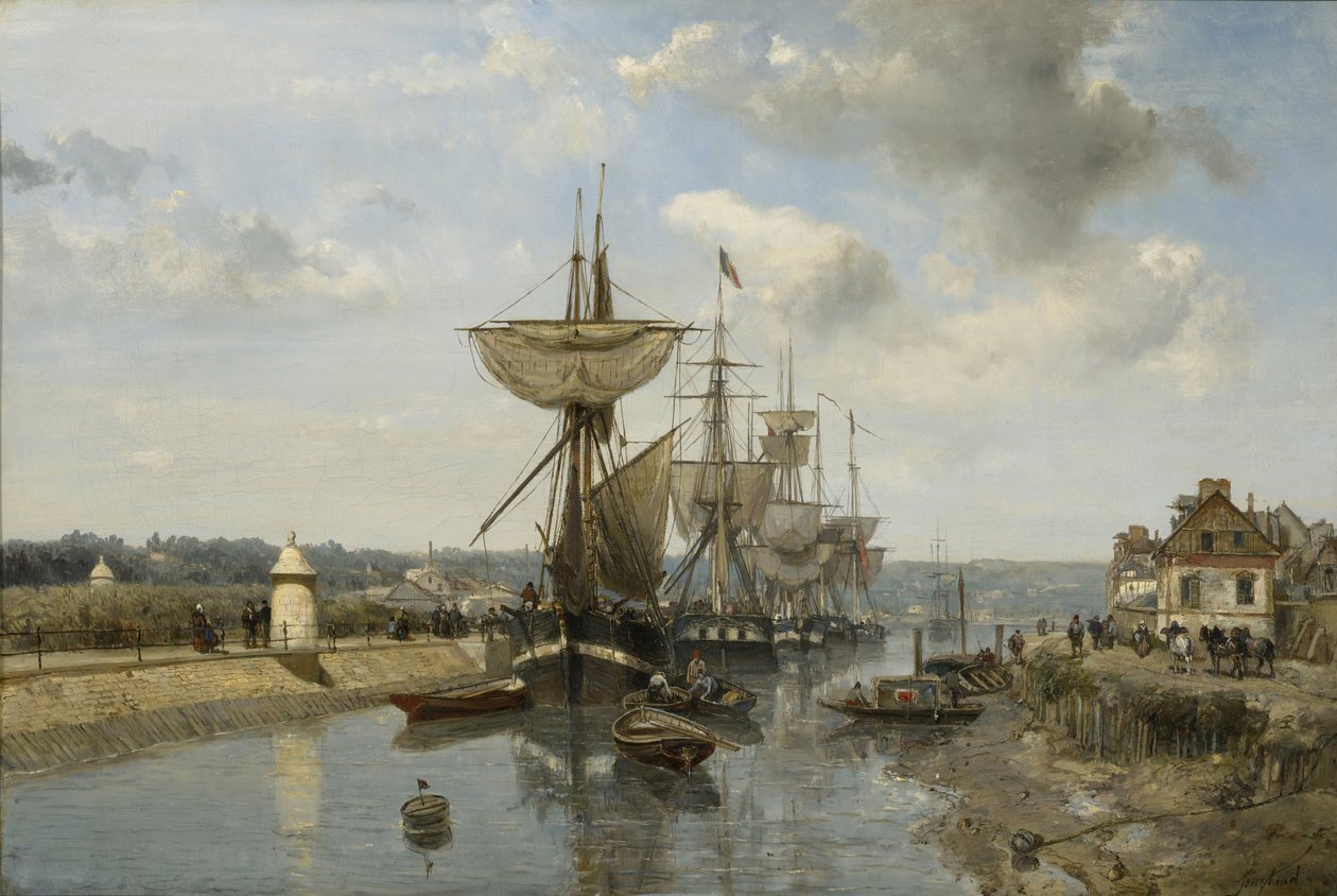 Fragatas, porto de Harfleur, c.1852-53 de Johan Barthold Jongkind