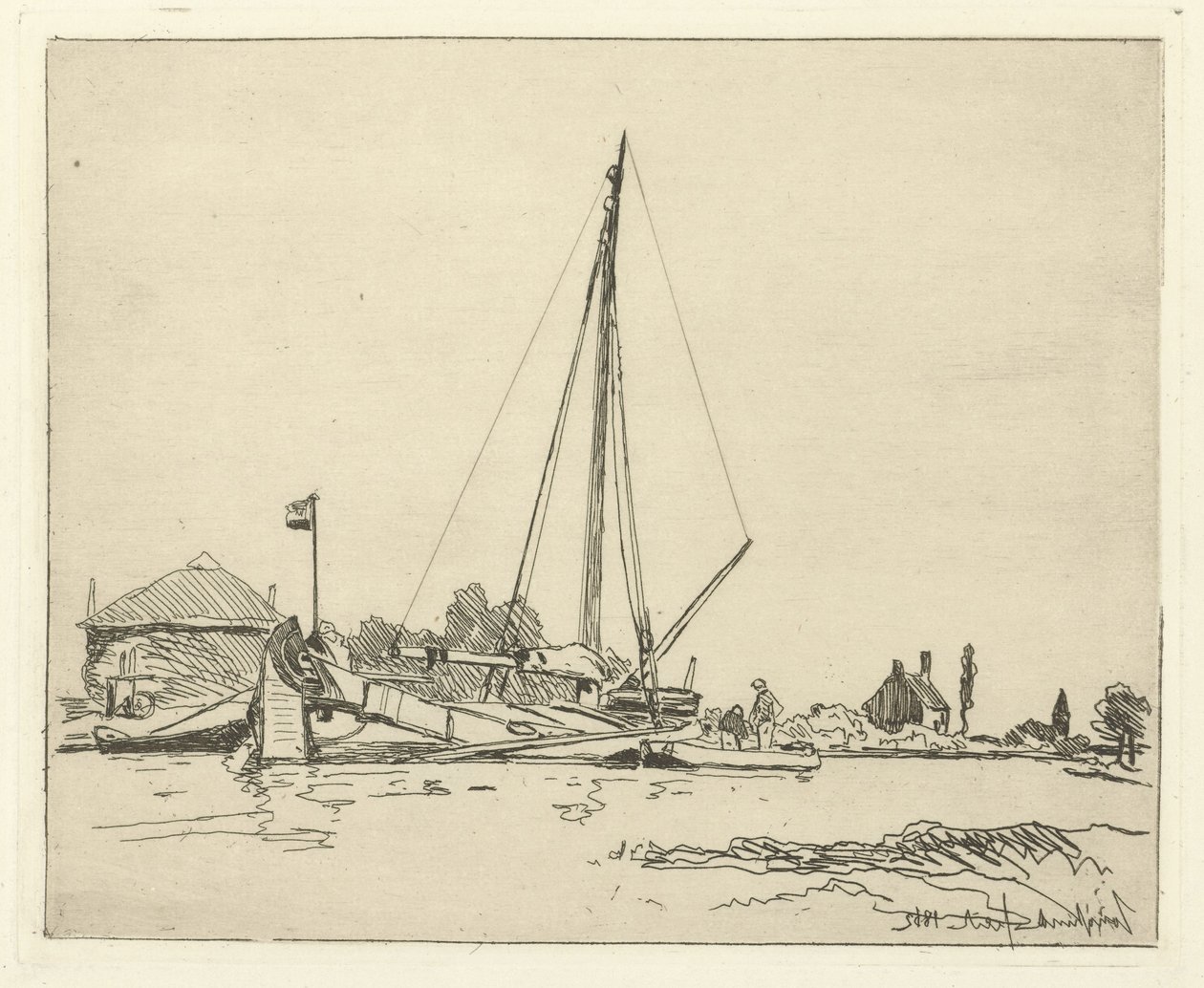 O navio atracado
Seis rostos holandeses (título da série) de Johan Barthold Jongkind