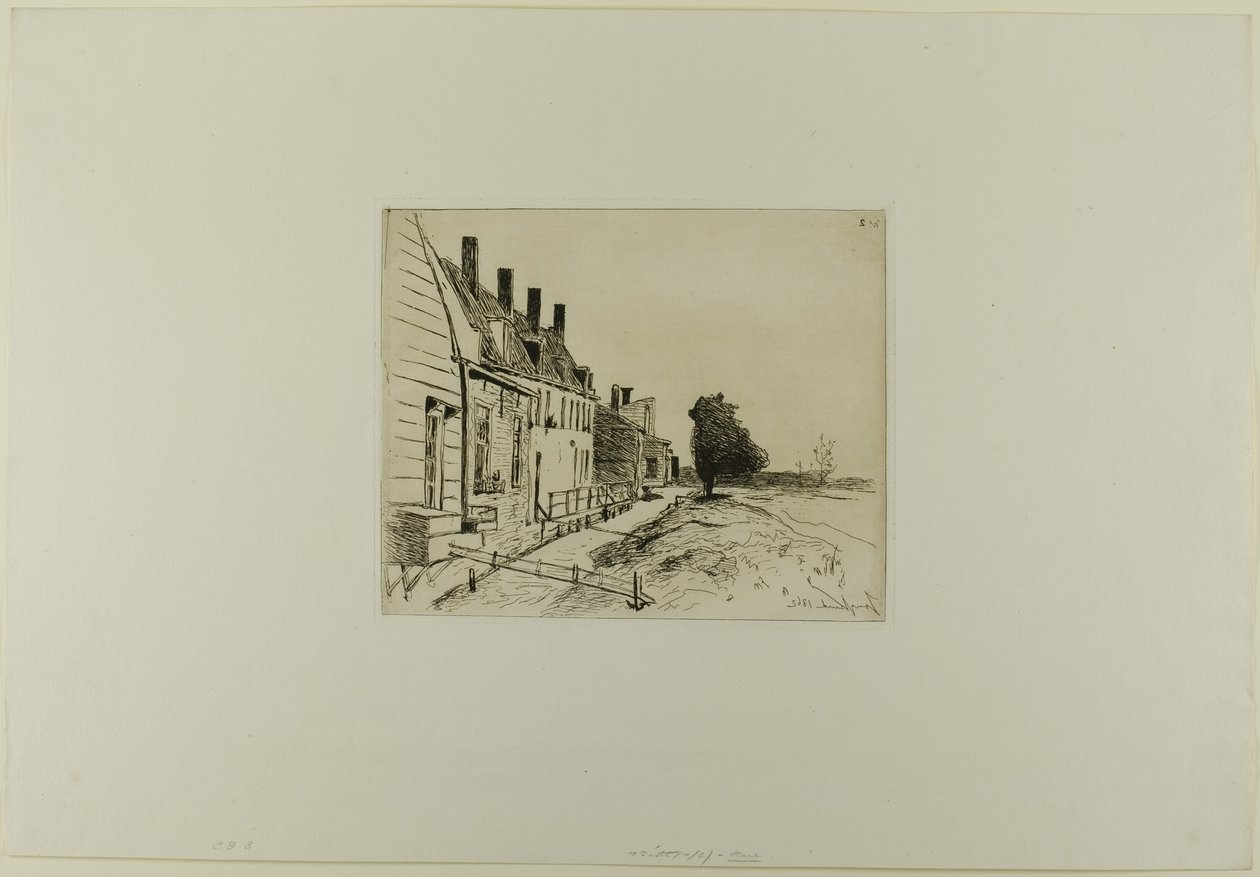 Casas ao longo do canal, de Livro de seis gravuras, vistas da Holanda de Johan Barthold Jongkind
