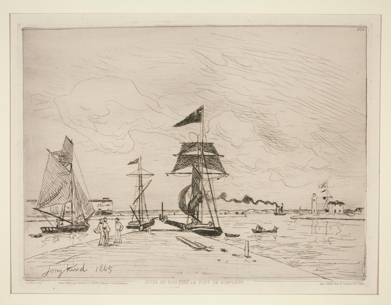 Cais de madeira no porto de Honfleur de Johan Barthold Jongkind