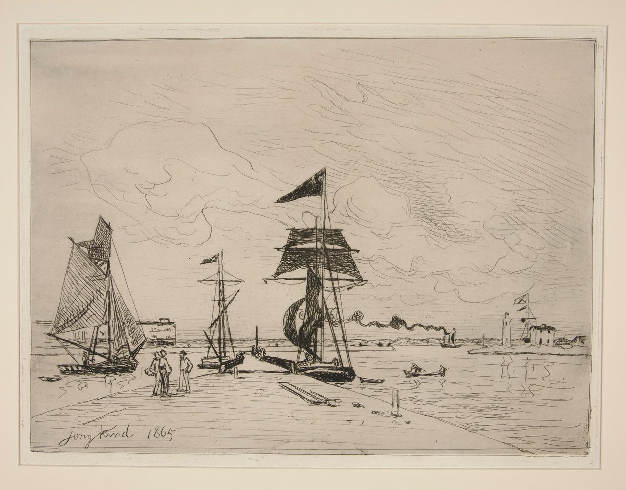 Molhe de madeira no Porto de Honfleur de Johan Barthold Jongkind
