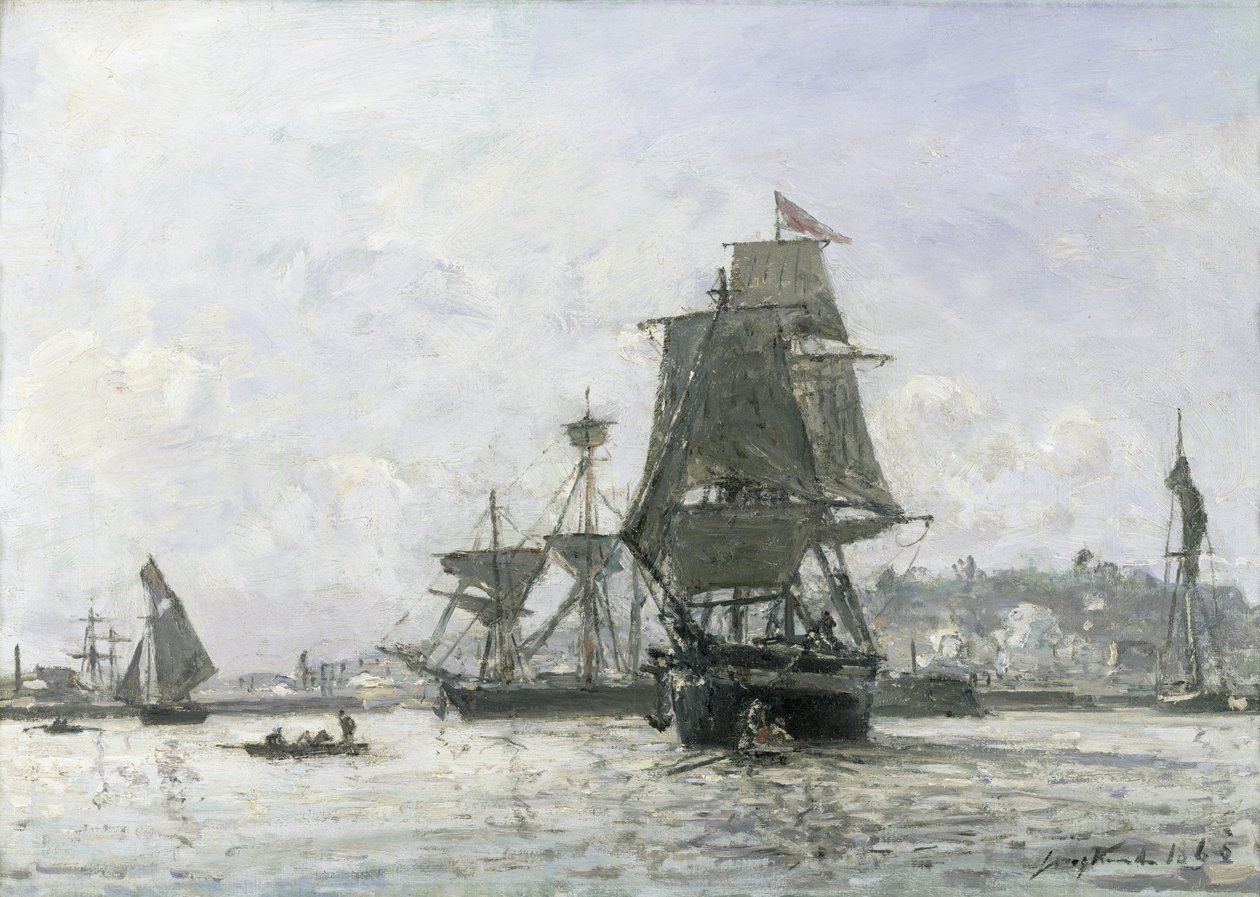 Grandes barcos à vela em Honfleur de Johan Barthold Jongkind