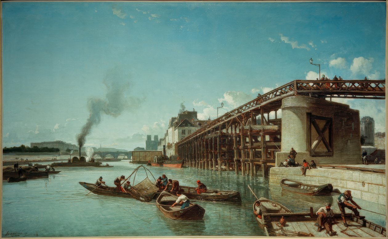 Paris, ponte portuária no Sena (Le Pont de l&39;Estacade) de Johan Barthold Jongkind