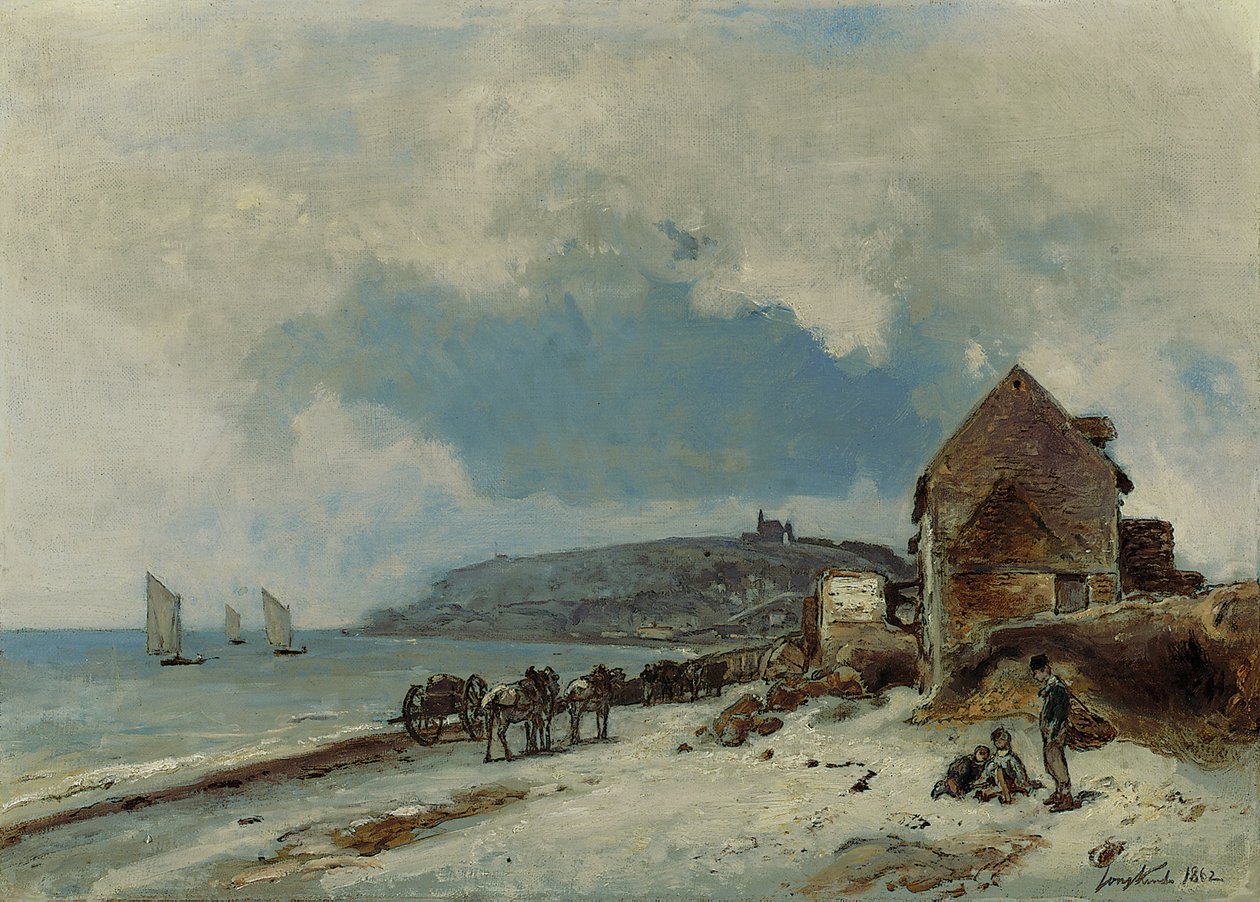 A praia em Sainte-Adresse, 1862 de Johan Barthold Jongkind