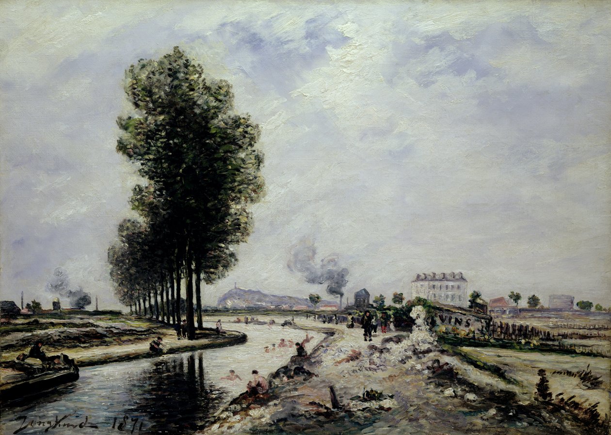 O Canal de l&39;Ourcq perto de Pantin, 1871 de Johan Barthold Jongkind