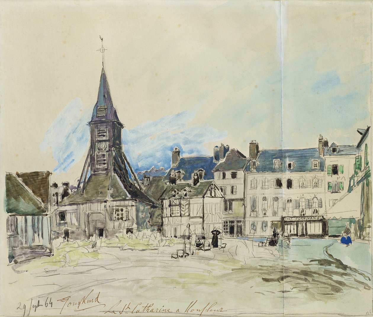 A Igreja de Sainte-Catherine, Honfleur, 1864 de Johan Barthold Jongkind