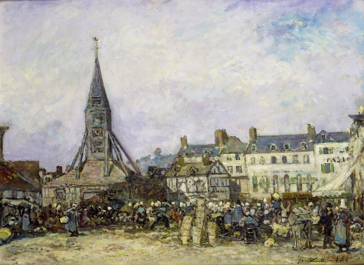 O mercado em Sainte-Catherine, Honfleur de Johan Barthold Jongkind