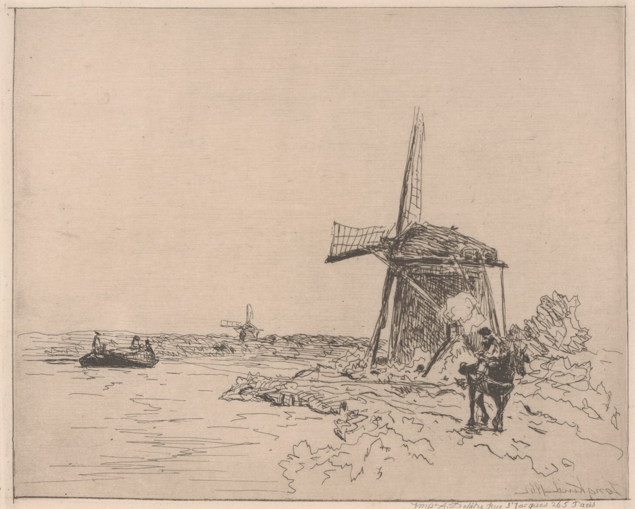 The Towpath, impresso por Auguste Delâtre (n.1822) de Johan Barthold Jongkind