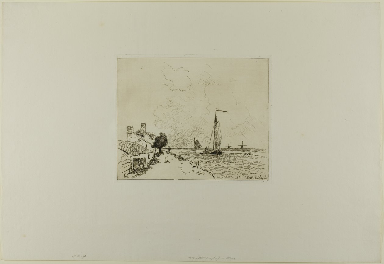 Os dois barcos à vela, de Livro de seis gravuras, vistas da Holanda de Johan Barthold Jongkind