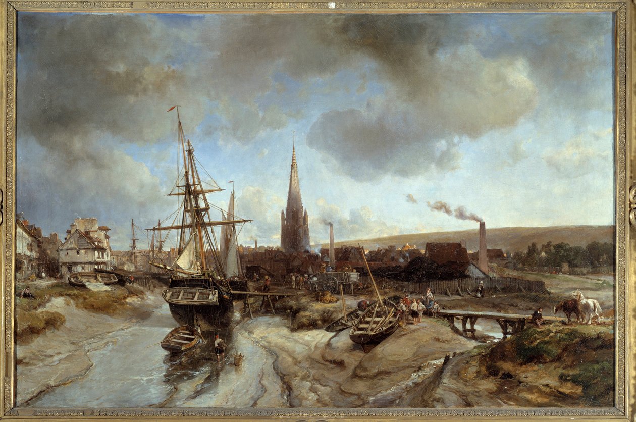 O porto de Harfleur (Sena Marítima). Pintura de Jean Barthold Jongkind (1819-1891) Ec. Hol. de Johan Barthold Jongkind
