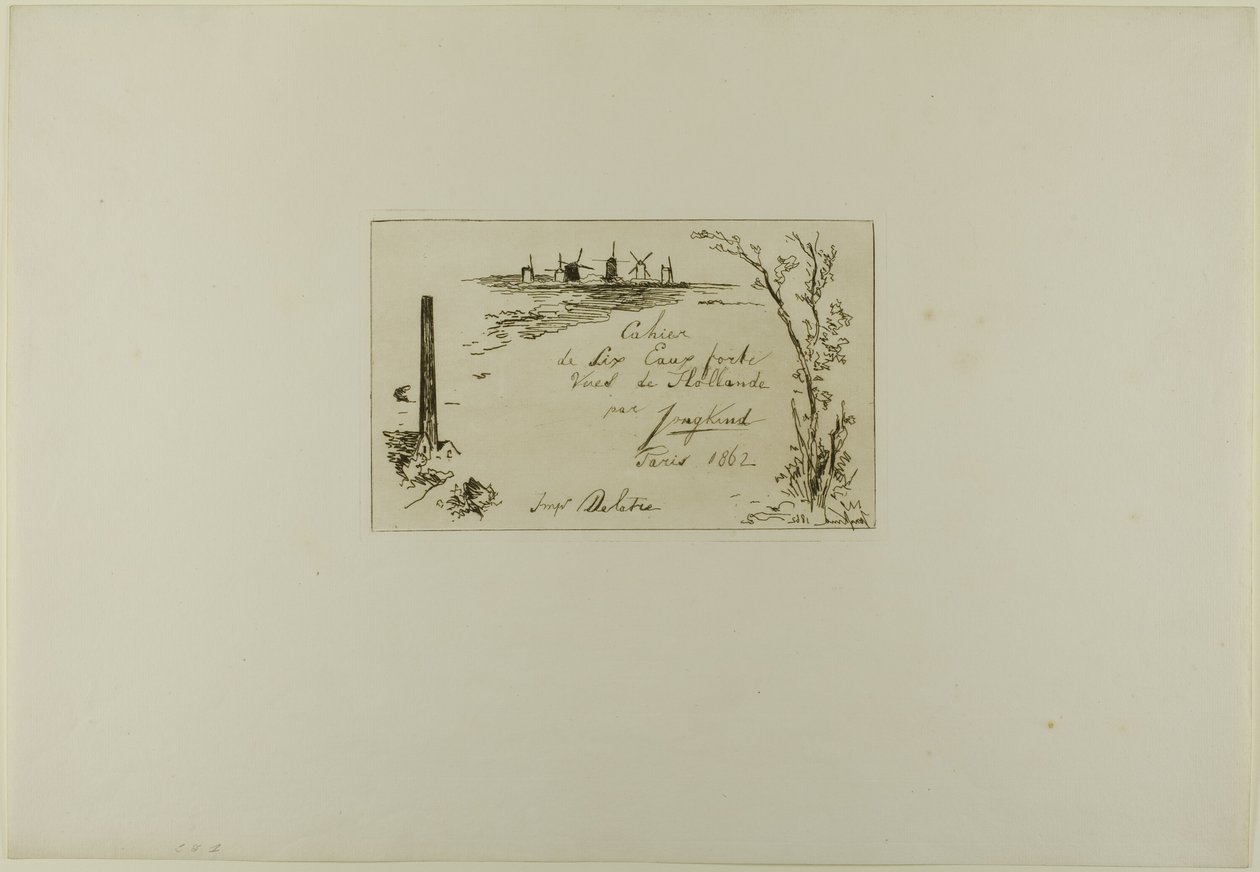 Página de título, do Livro de seis gravuras, vistas da Holanda de Johan Barthold Jongkind