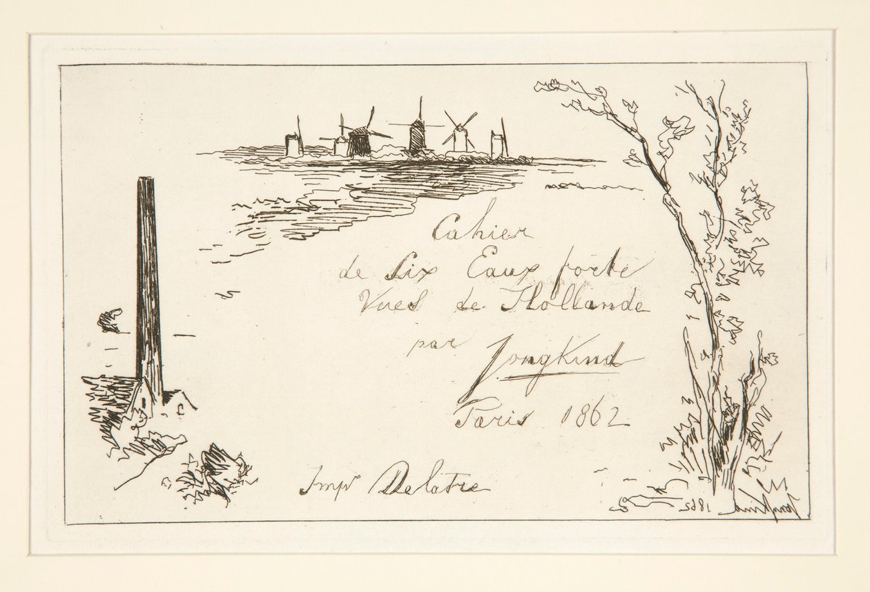 Titre du cahier de six eaux-fortes (Título do caderno de seis gravuras) de Johan Barthold Jongkind