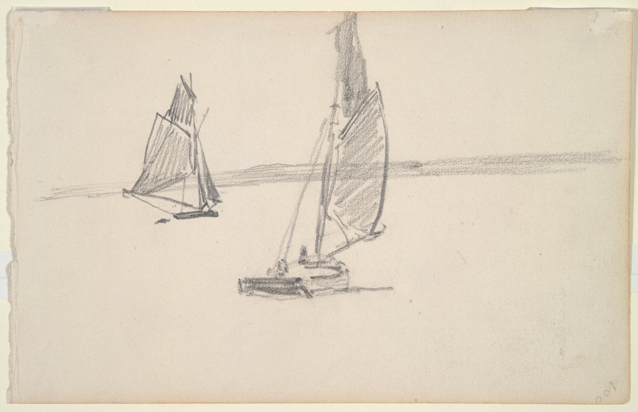 Dois Barcos de Pesca em Águas Calmas (reto); Dois veleiros em águas calmas (verso) de Johan Barthold Jongkind