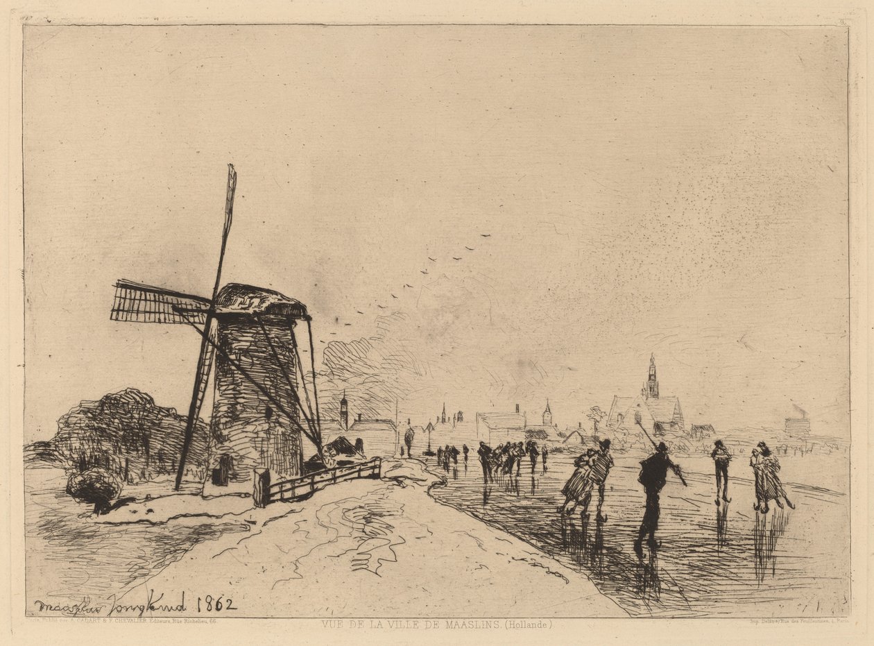 Vista da vila de Maaslins de Johan Barthold Jongkind