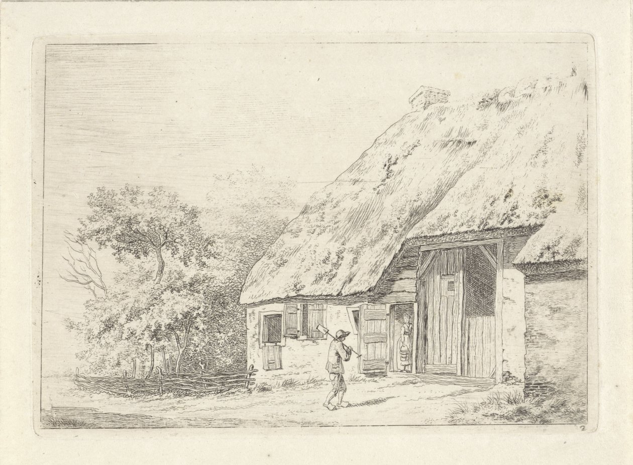 Homem com uma pá numa casa de campo de Johan Christiaan Willem Safft