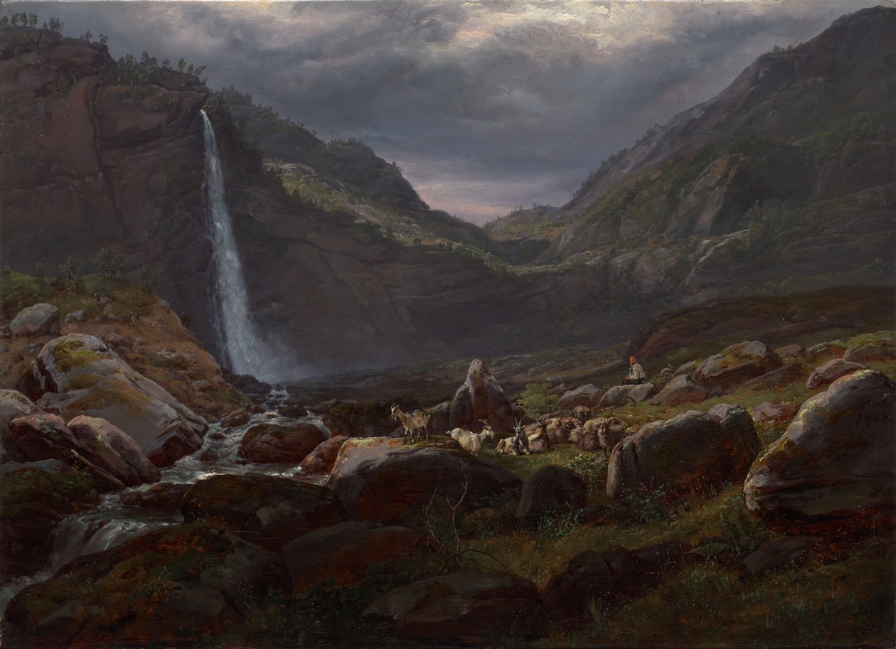 Feige Waterfall (Feigefossen), Lysterfjord, Noruega de Johan Christian Dahl