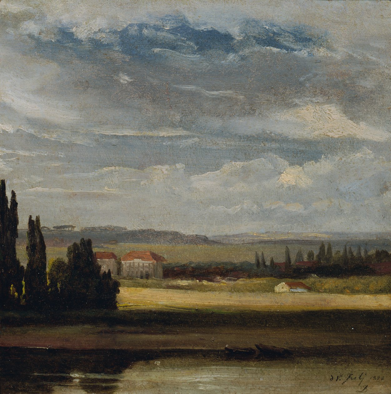 Vista da paisagem com alto céu nublado de Johan Christian Dahl