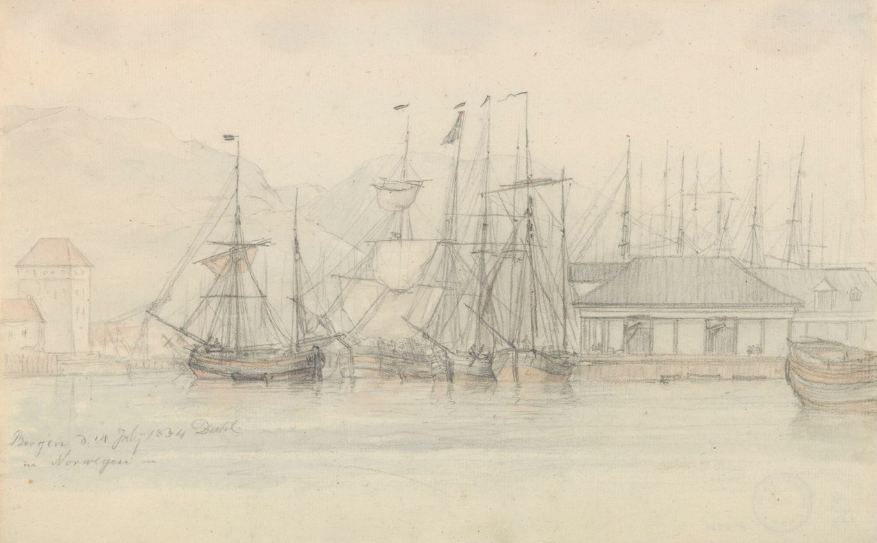 Porto de Bergen de Johan Christian Dahl