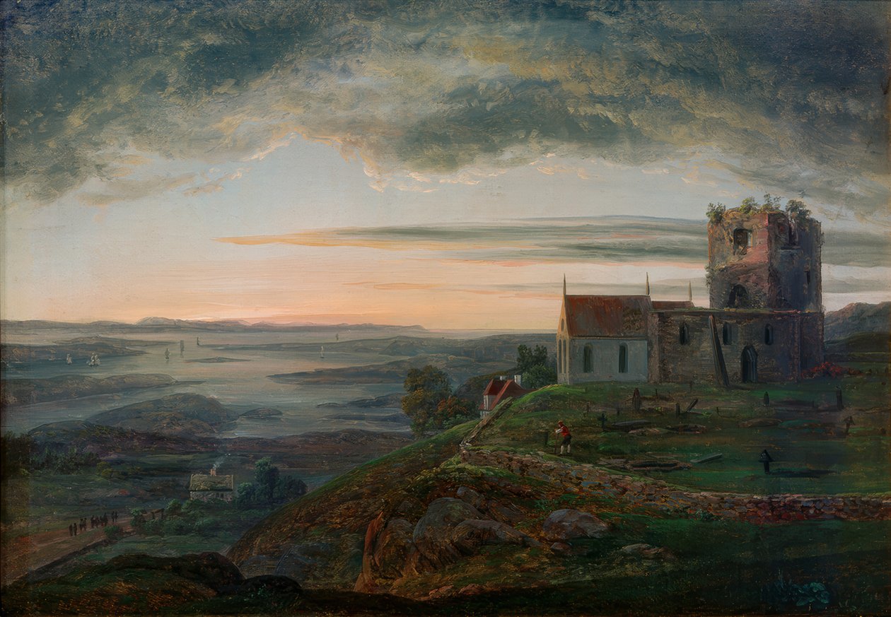 As ruínas da igreja de Avaldsnes em Karmoey de Johan Christian Dahl