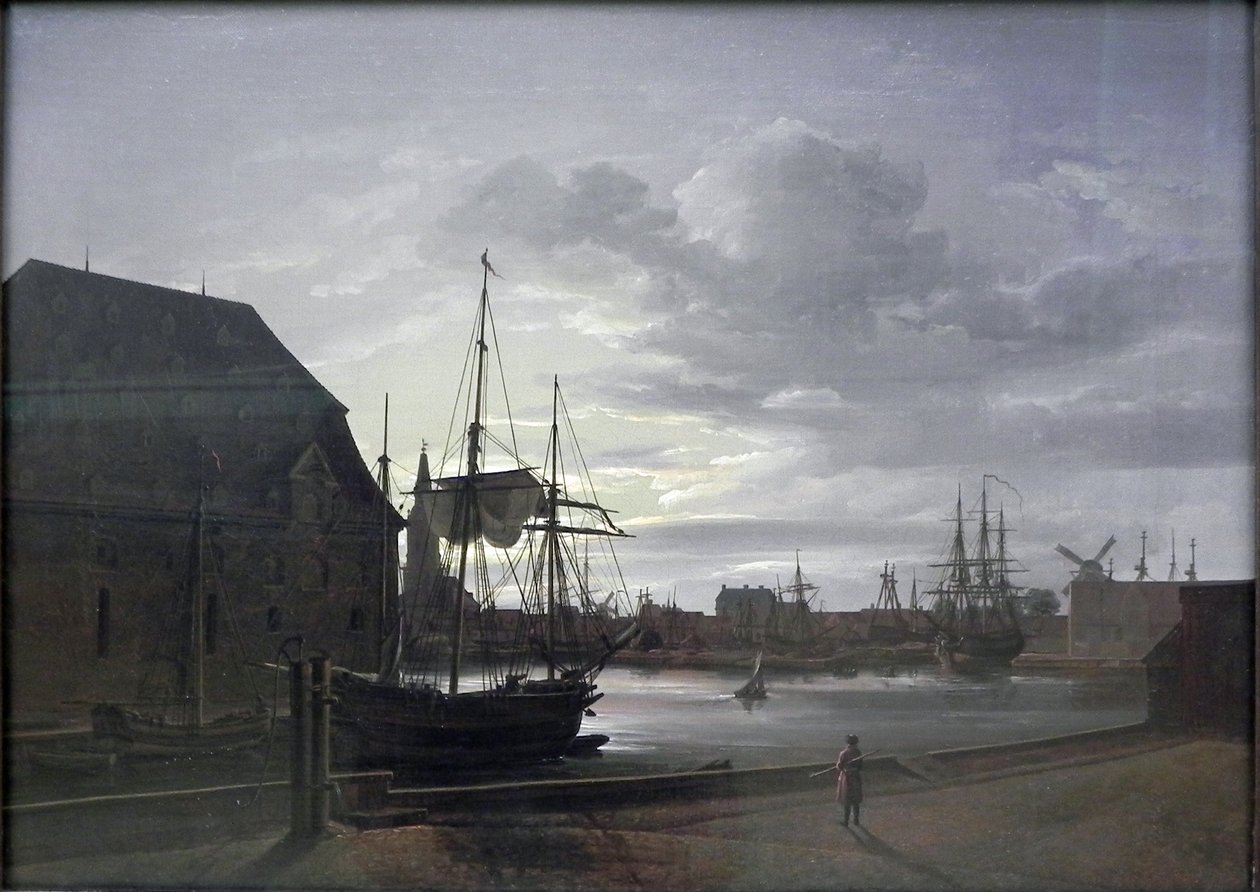 Canal de Frederiksholm em Copenhaga com a cervejaria de Cristiano IV de Johan Christian Dahl