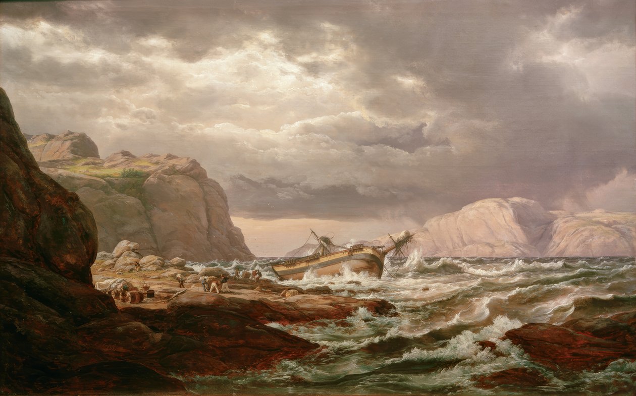 Navio encalhado na costa norueguesa de Johan Christian Dahl