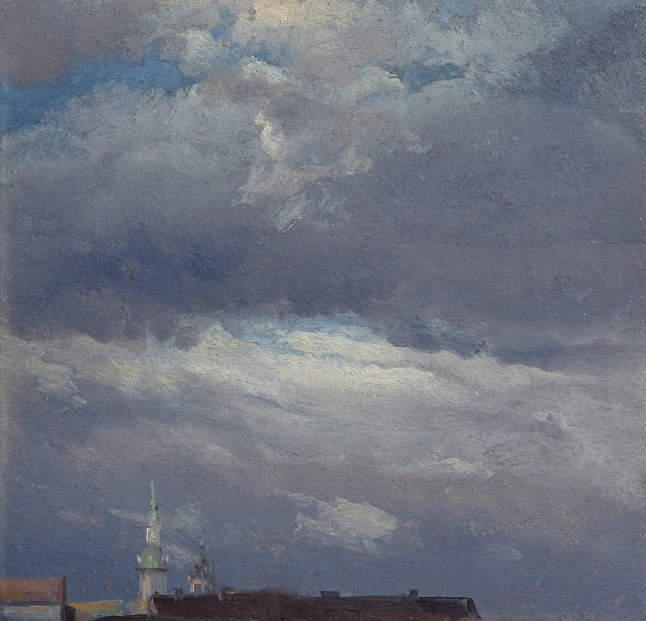 Nuvens de tempestade sobre a torre do castelo de Dresden de Johan Christian Dahl