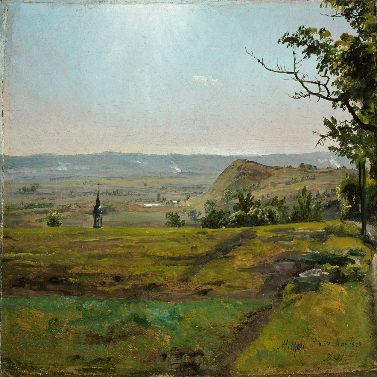 Campos verdes perto de Meissen. Estudo de Johan Christian Dahl