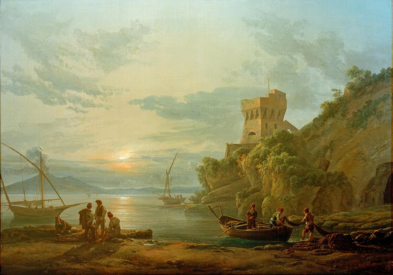 Costa perto de Castellamare, na neblina da manhã de Johan Christian Dahl