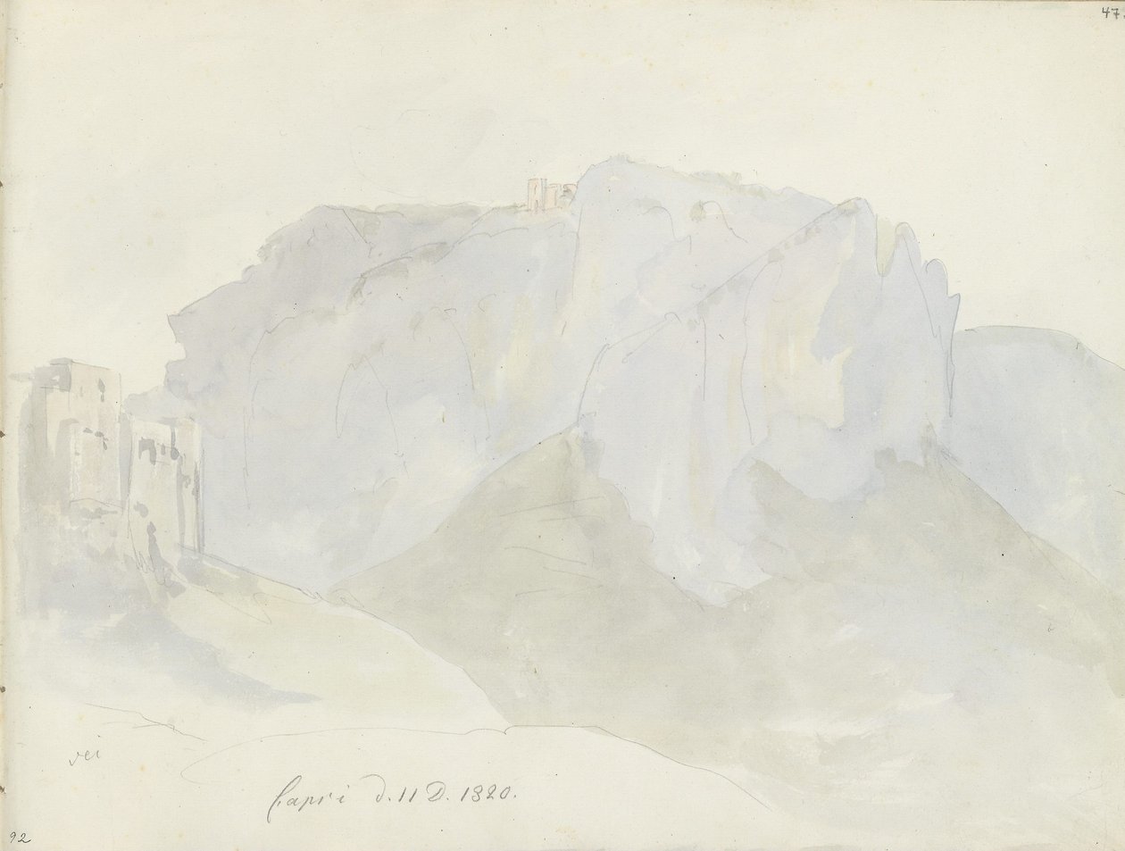 Monte Solaro visto de Capri de Johan Christian Dahl