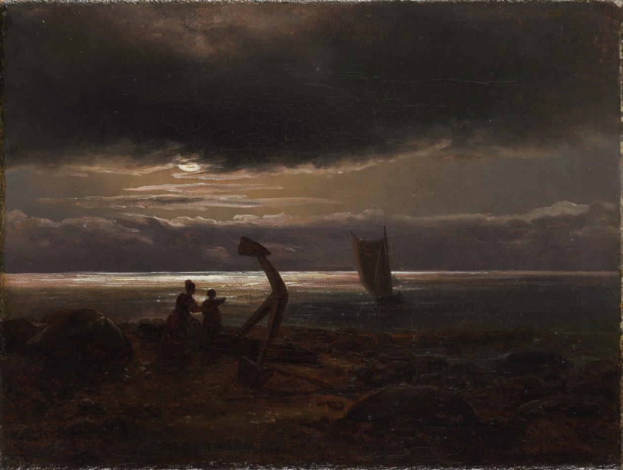 Mãe e filho à beira-mar de Johan Christian Dahl