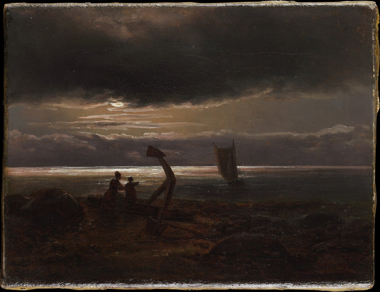 Mãe e filho à beira-mar de Johan Christian Dahl
