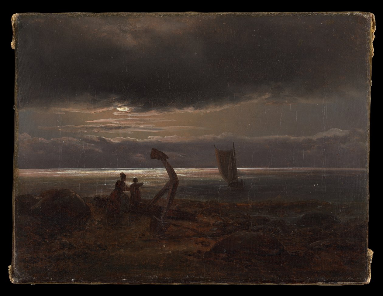 Mãe e filho junto ao mar de Johan Christian Dahl