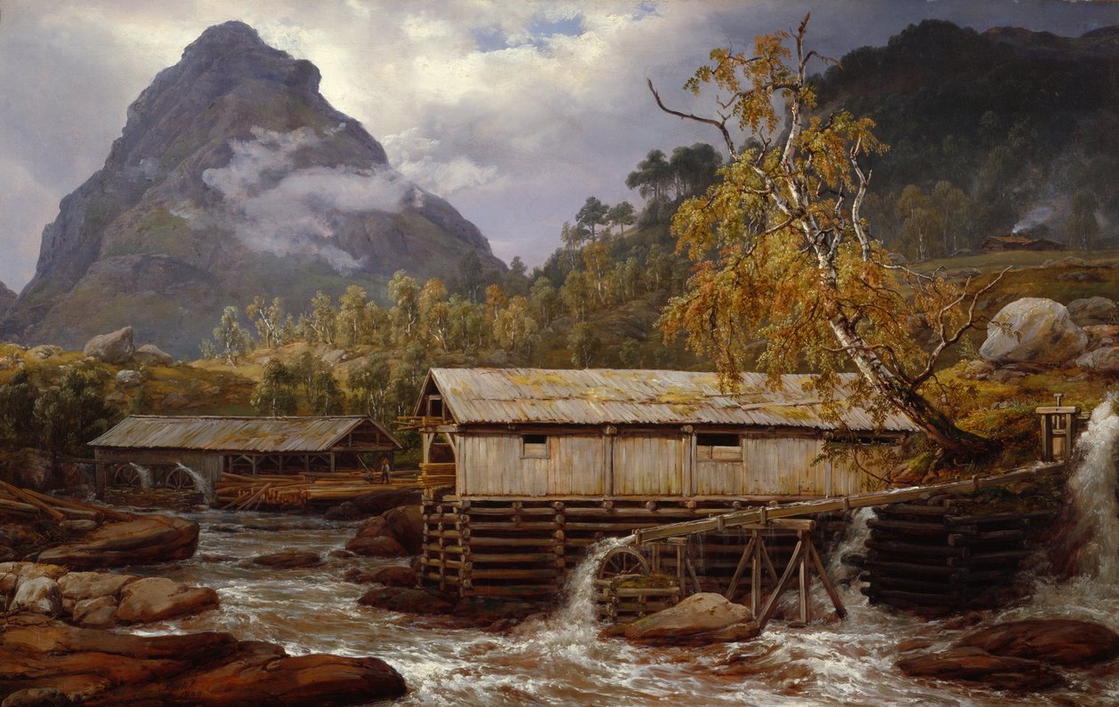 Serração em Kaupanger de Johan Christian Dahl