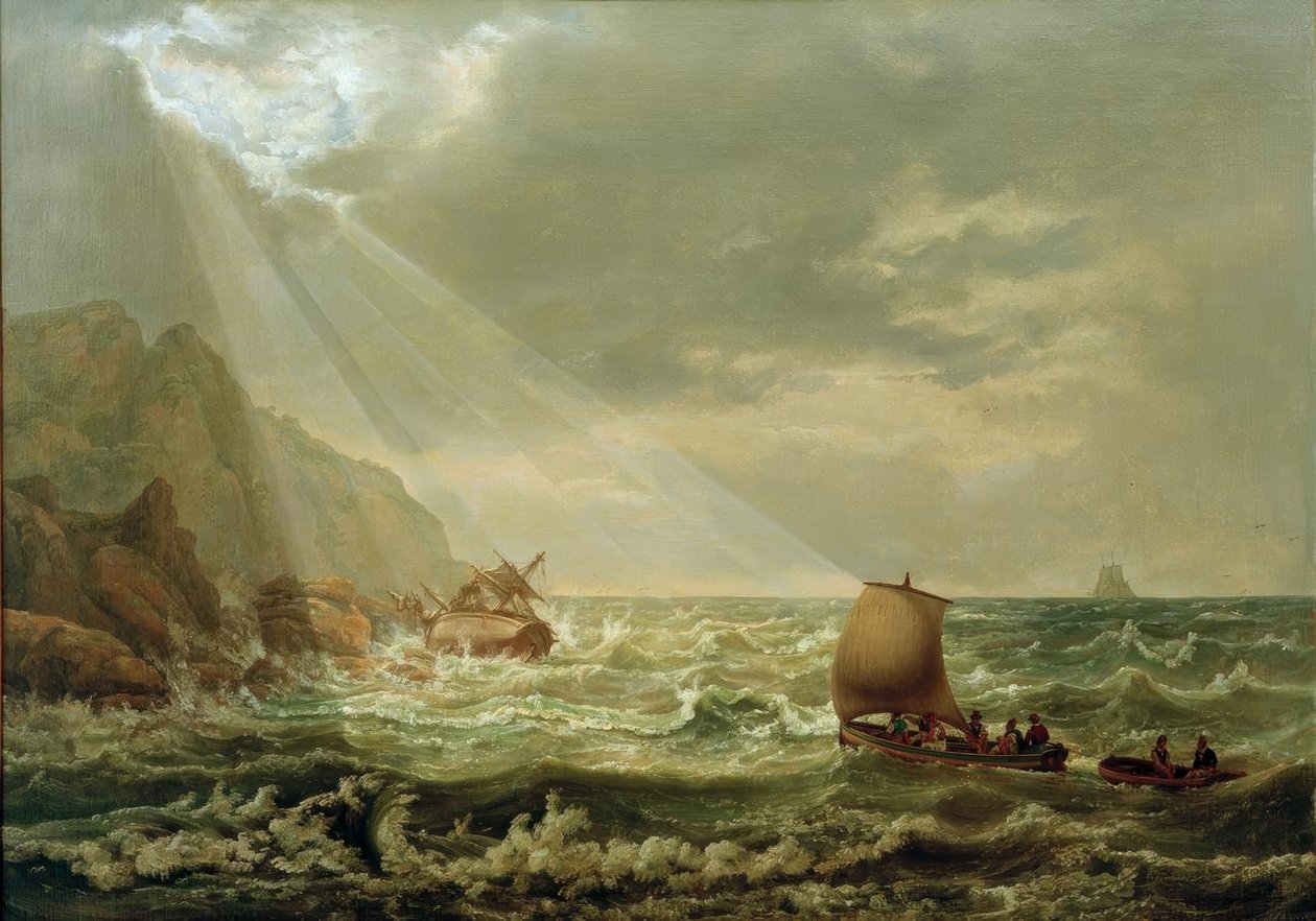 Naufrágio na costa rochosa de Capri de Johan Christian Dahl