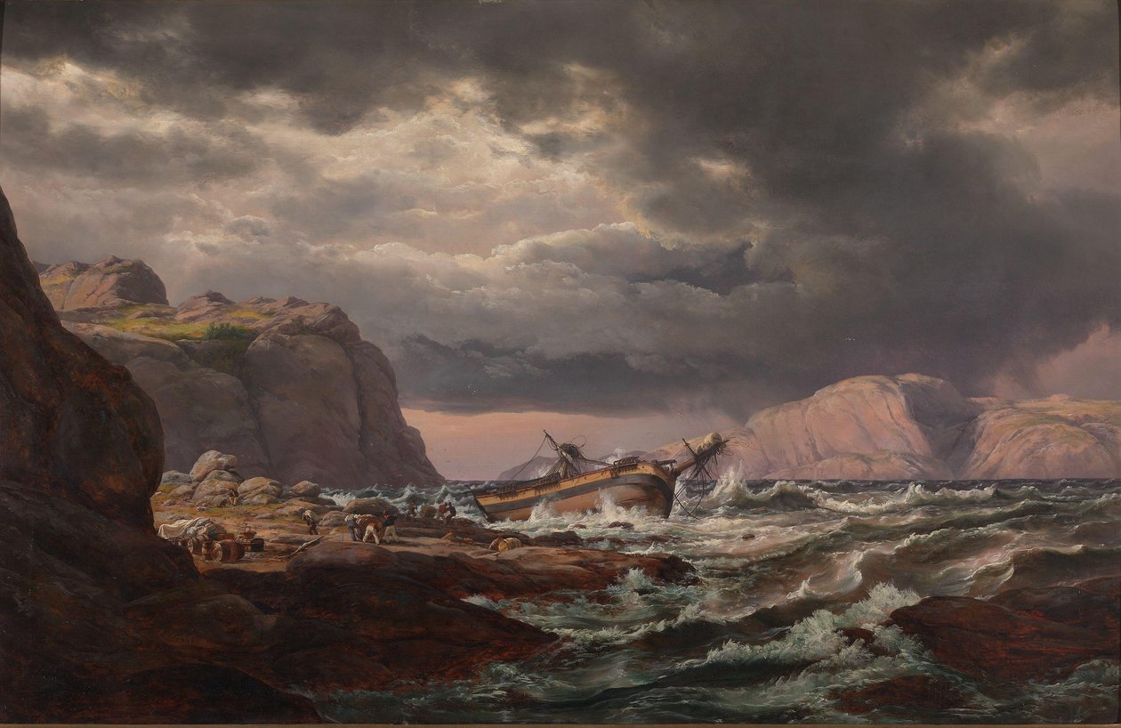Naufrágio na costa da Noruega de Johan Christian Dahl