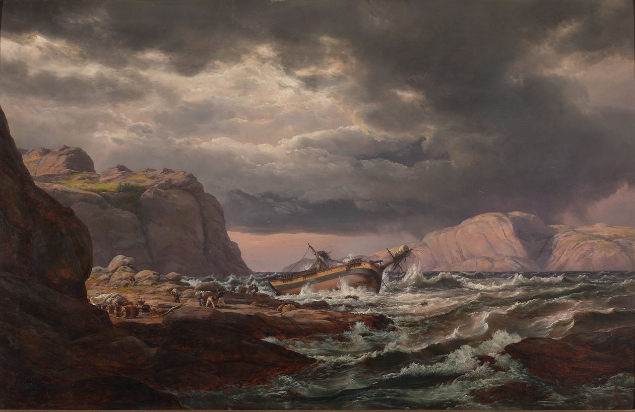 Naufrágio na costa da Noruega de Johan Christian Dahl